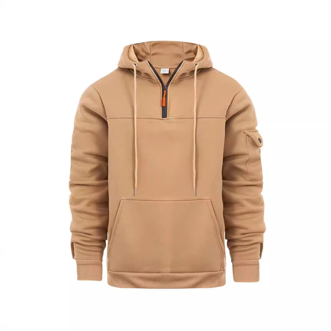 Men's Loose Sweater Half Zipper Hooded Sweatshirt
