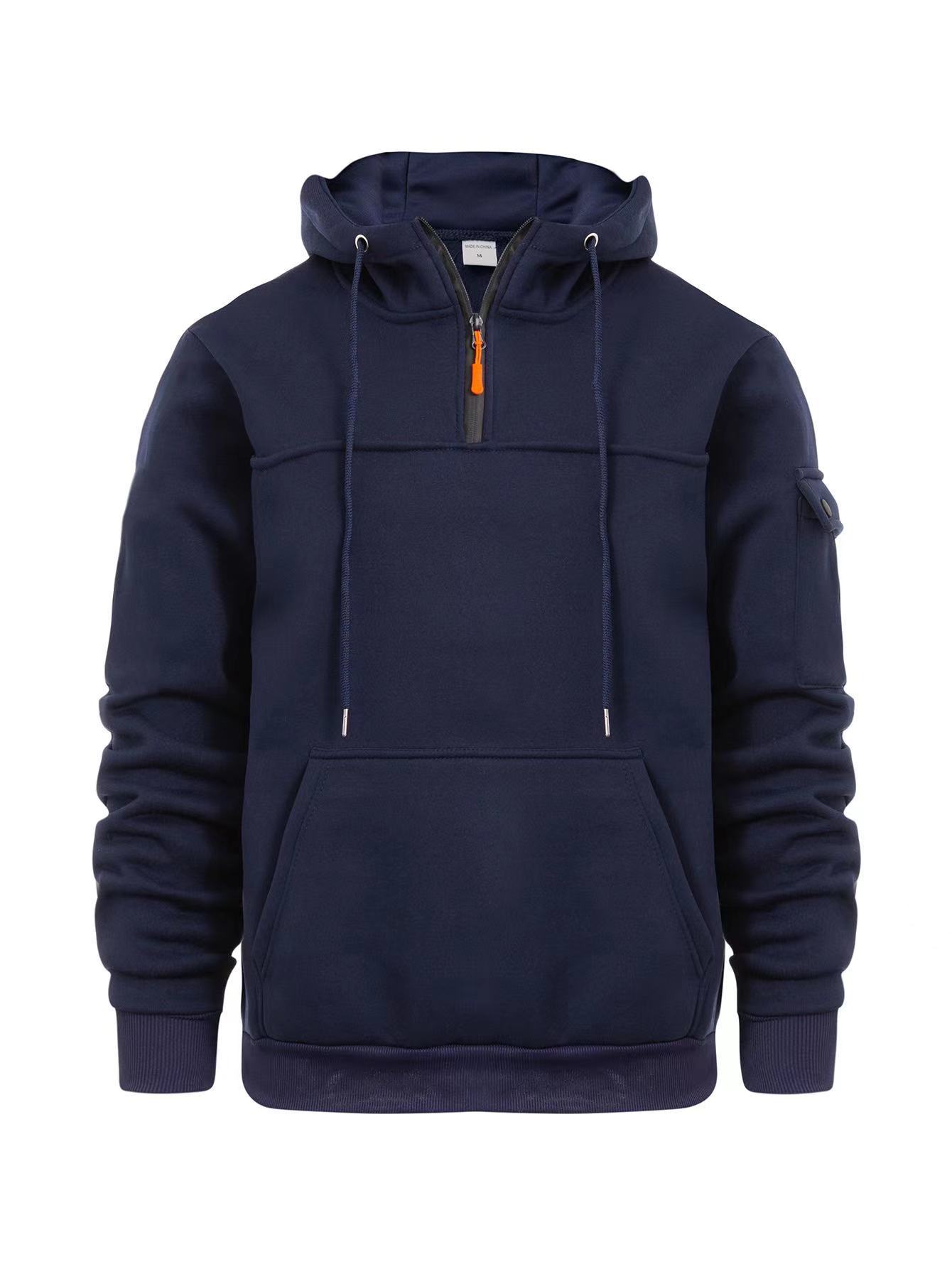 Men's Loose Sweater Half Zipper Hooded Sweatshirt
