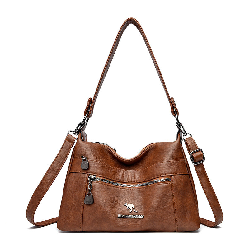 Fashion Niche Genuine Leather Double-sided Kangaroo Shoulder Crossbody Bag
